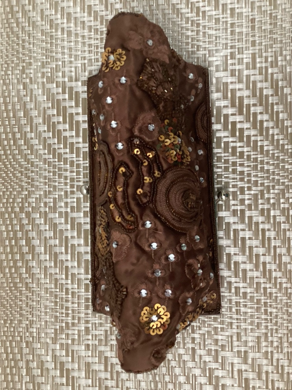 Brown Embroidered Beaded Women's Clutch - Picture 6 of 7